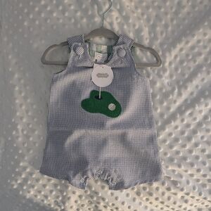 Mud Pie Blue Striped One Piece with Golf Green